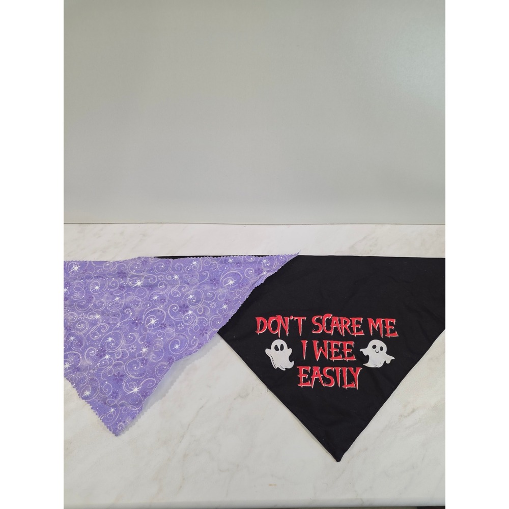Spooky Sparkle Gothic Fairy Pet Bandana Set Ghost Celestial Purple Black Dog Cat